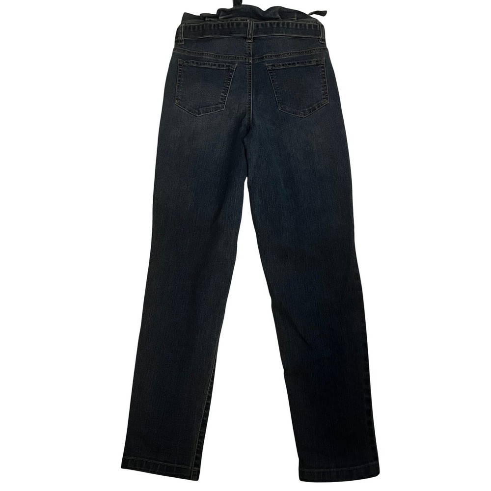 Energie Junior's Paperbag Waist Straight Leg Jeans Size 7‎ Dark Wash Belted - Picture 2 of 6